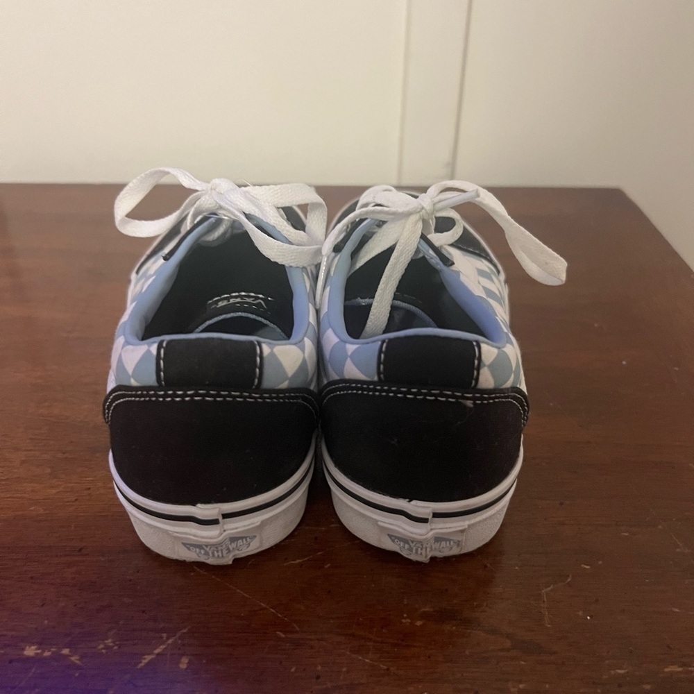 Vans Checkerboard Lace-Up Sneakers - Black & Light Blue size 7.5 never been worn - Picture 3 of 9